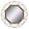 Decorative Antique Gold 28.3" Geometric Metal Wire Frame Hanging Wall Mirror with Mounting Brackets, Modern Decor for the Living Room, Bedroom, Bathroom, Hallway, and Entryway